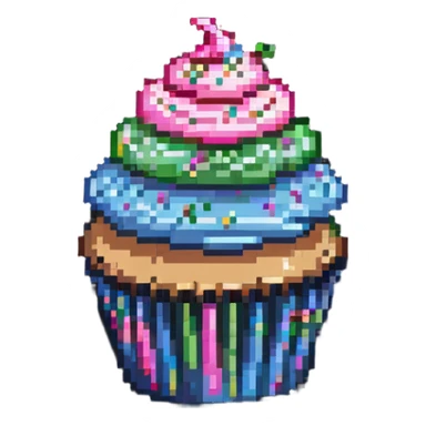 cupcake with pink icing and colorful sprinkles sticker