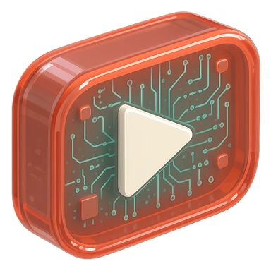 island YouTube play button, glossy circuit style sticker