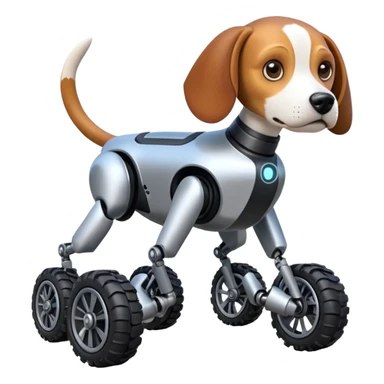 Very fast  jumping  Boston Dynamics robot beagle Sherlock Holmes robodog with large 8 off-road wheels for feet  sticker