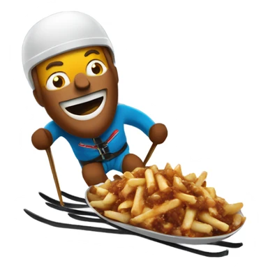 Poutine skiing on a mountain sticker