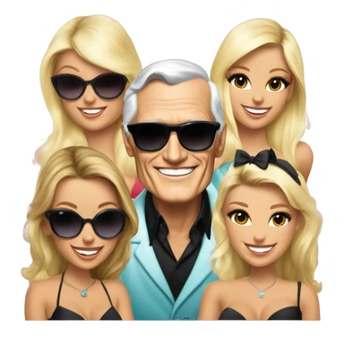 Young Hugh Hefner sunglasses with 4 beautiful blondes sticker