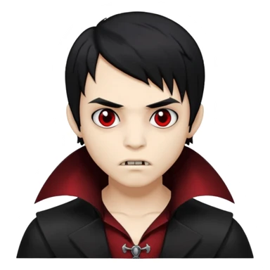 Boy, Vampire, Black Hair, medium long, emo, dark, spooky, clear brown skin sticker
