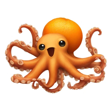 An octopus playing with an orange sticker