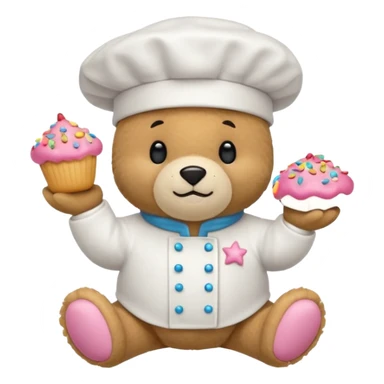 quiero un oso

Mejillas rosadas

Sprinkles en forma de estrellitas

Patitas pequeñas y redonditas

Un gorrito de chef mini

Expresiones cambiantes (feliz, sorprendido, emocionado) sticker
