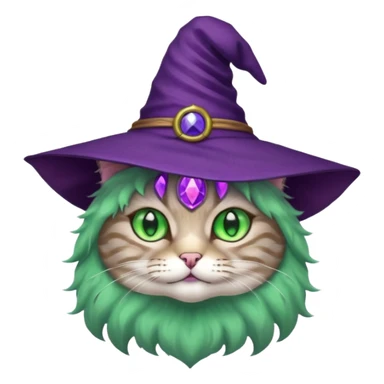 cat wear purple wicth hat sticker