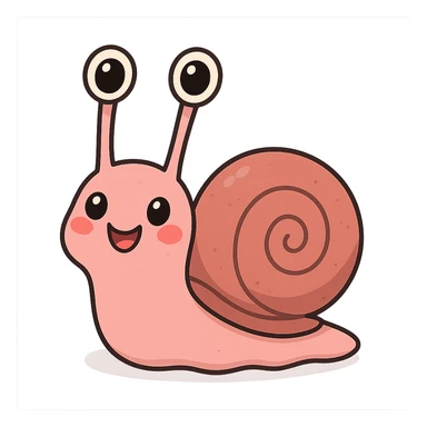 a cute pink snail, original design, big eyes, blushing cheeks, joyful sticker