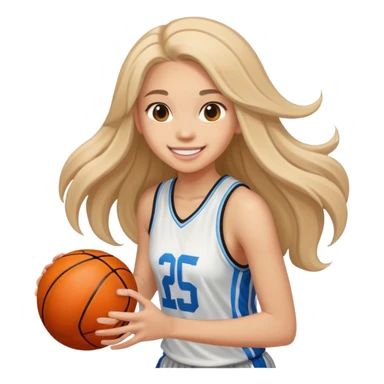 smiling girl with long hair playing basketball sticker