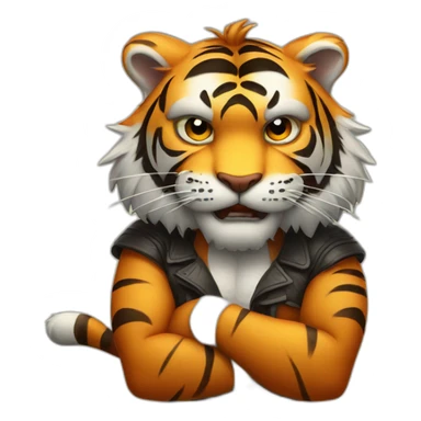 Tiger with evil face  with his arms crossed sticker