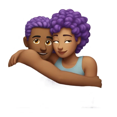 Purple haired girl and boyfriend cuddling in bed sticker