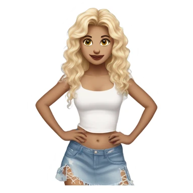 Glinda wearing ripped jeans and short skirt and a Shakira lace up croc top  sticker