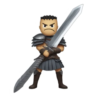 angry berserk guts carrying huge sword without guard sticker