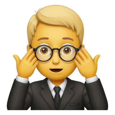 Yellow round emoji Surprise look pulling glasses down from face with hand  sticker