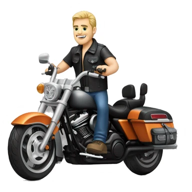 Caucasian biker on a Harley Davidson sticker