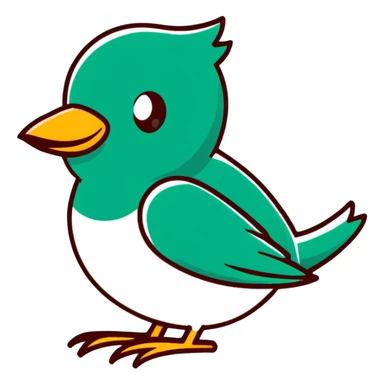 Sophisticated Maya fresco-inspired bird messenger, elegant clean lines, precise geometric shapes, artistic dark green on white sticker