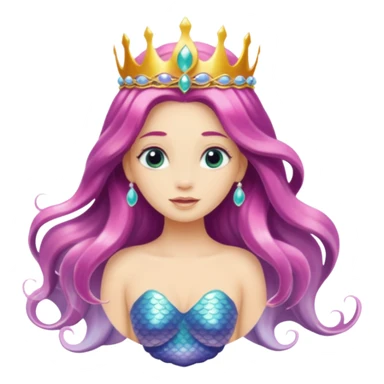 Mermaid with Shell Crown – Long flowing hair, shell tiar sticker
