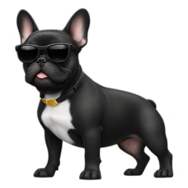 black french bulldog wearing sunglasses sticker