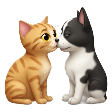 Cat kiss a dog sticker