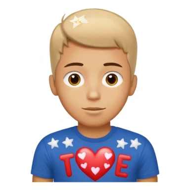 Quiero un emoji con el rostro de Félix de straykid, pero con los ojos más rasgados y con corazones, estrellas y destellos de luces alrededor y que sobre su cabeza diga te amo Josefa con letras modernas sticker