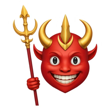 A red demon smiley face holding a trident and it looks like this (😈) but red and holds a golden trident sticker