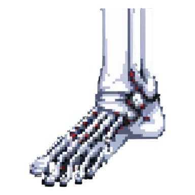 pixelated skeleton foot, bone structure of foot sticker