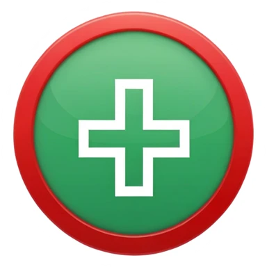 red plus icon on green circle sticker