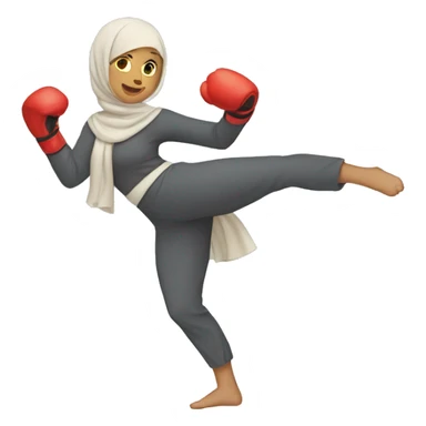 Woman kickboxing wearing hijab cast her leg sticker
