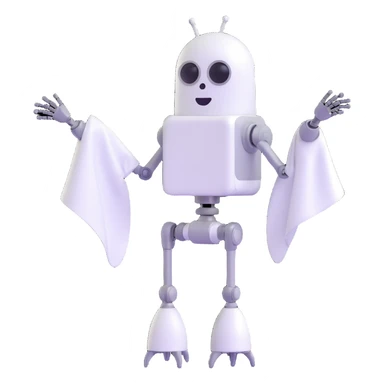 robot ghost with classic ghost sheet, robotic arms and antenna sticker