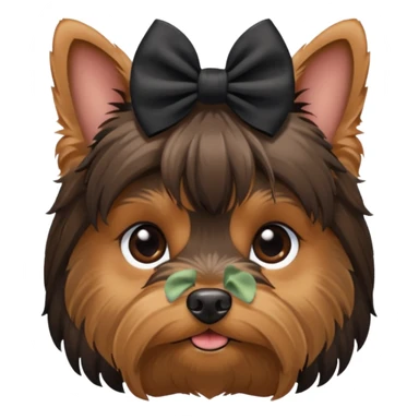 a little dar brown Yorkshire Terrier face with a bow. sticker