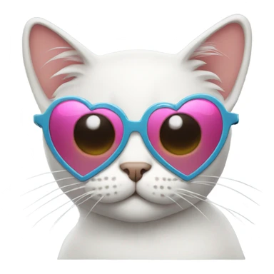 cat wearing heart sunglasses  sticker