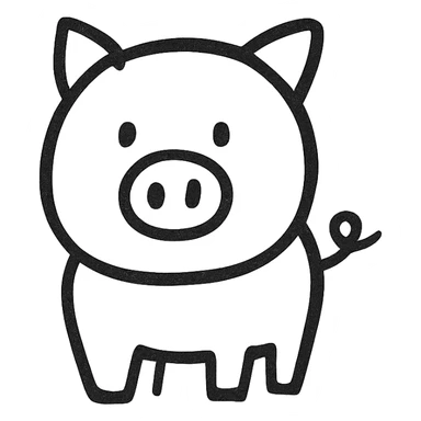 hand drawn outlined icon of a pink animal, no fill, thick lines sticker