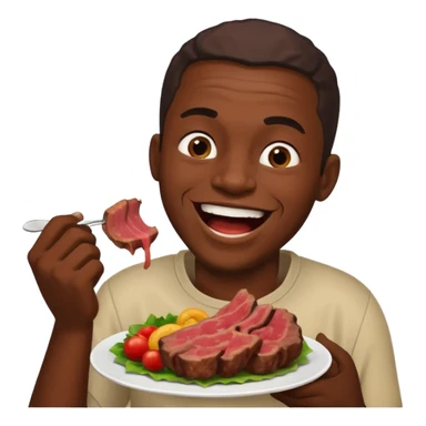 An African man eating meat and laughing  sticker
