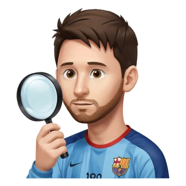 Messi de perfil mirando con una lupa de sticker