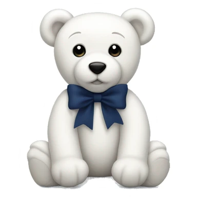 White teddy bear with a navy blue bow  sticker
