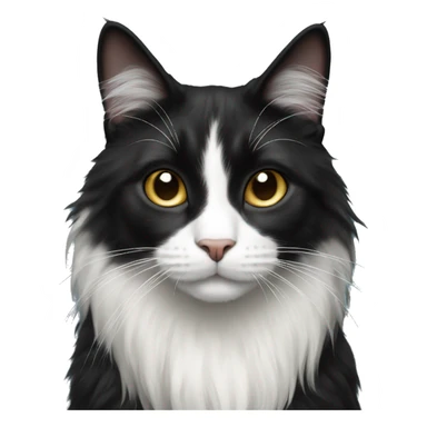 black and white cat long haired sticker
