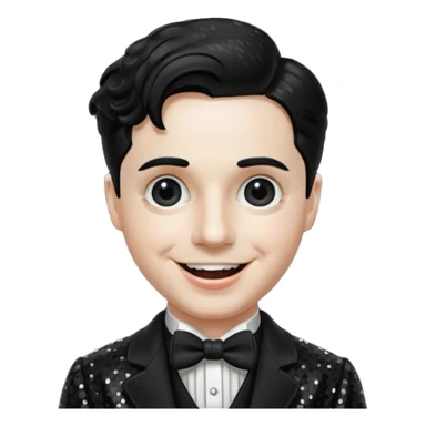 Charlie Chaplin with black hair, black sequin outfit sticker