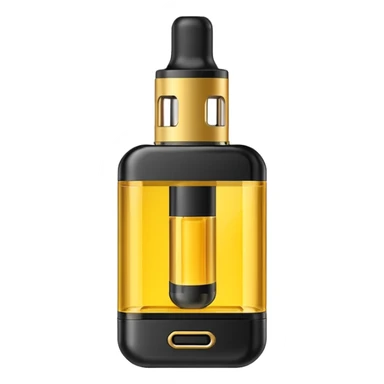 small vape pod with golden yellow colored e-liquid sticker