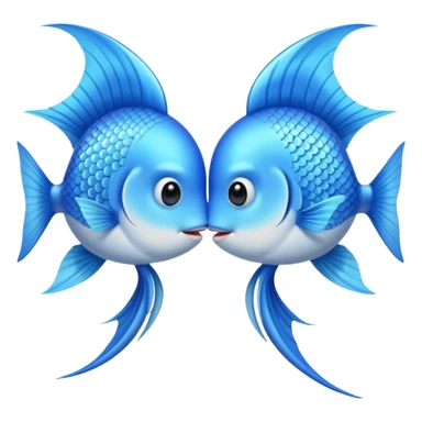 two cuty pale blue fishes kissing sticker