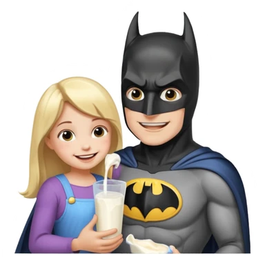 batman feeding milk to his daughter sticker