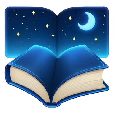 dark neon blue glass book, night sky on the cover sticker