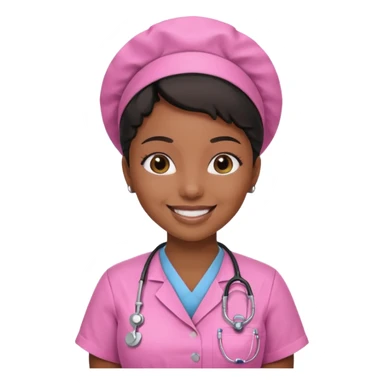 black Nurse wearing pink sticker