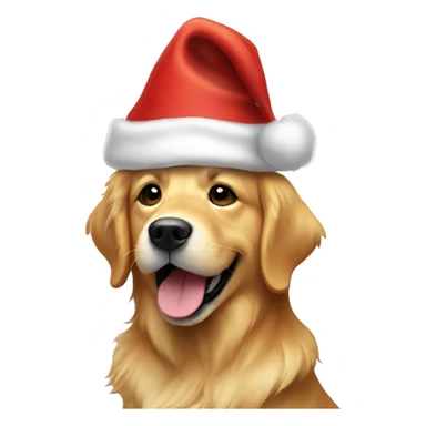 golden retriever wearing a Santa hat smiling sticker