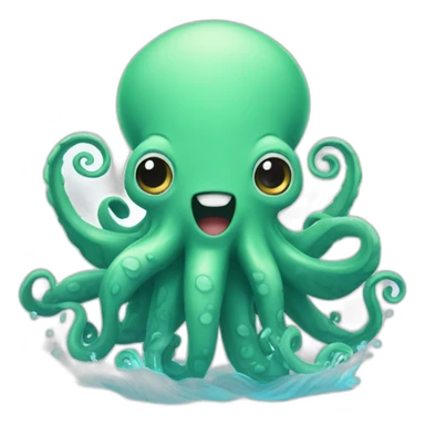 cute kraken with cute face flushing sticker