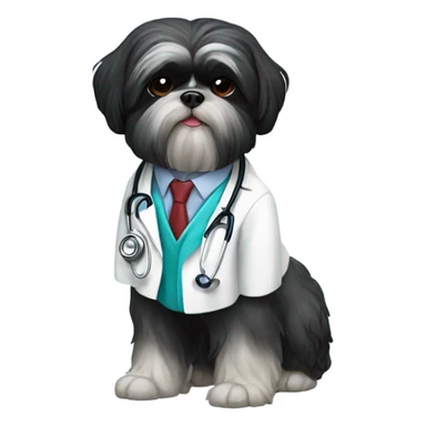 Black Shih tzu as doctor sticker