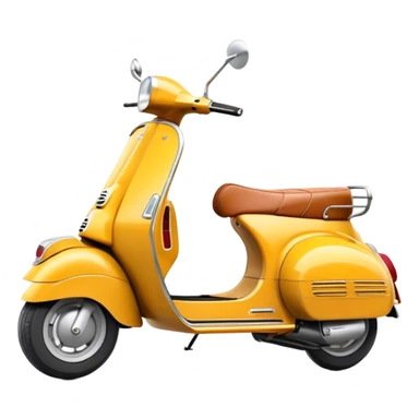 Cinematic Realistic Vespa Scooter Emoji, depicted as a stylish vintage Vespa with sleek retro design and vibrant colors, rendered with crisp textures and dynamic sunlit lighting that captures its iconic Italian charm. sticker