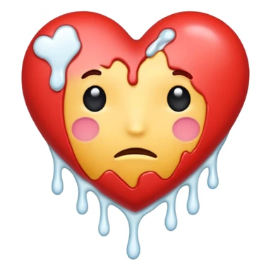 The heat broken emoji in white with sticky white liquid Ozzing out of it sticker