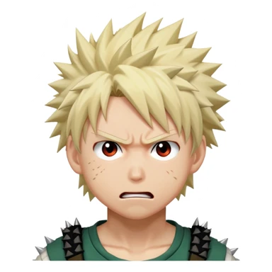 Bakugo Katsuki from My Hero Academia with spiky blonde hair and angry expression sticker