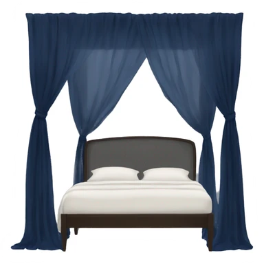 Midnight blue canopy bed with sheer curtains sticker