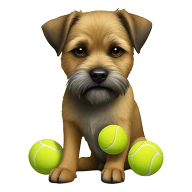 Border Terrier sitting with tennis ball on her paws make the ball smaller but use this image sticker
