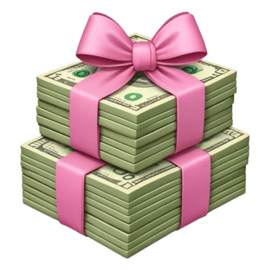 Stack of money with pink bow  sticker
