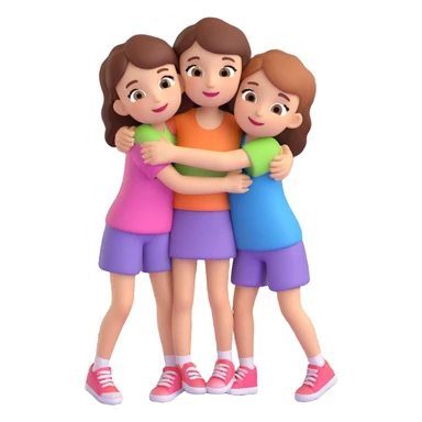 Two girls sharing a friendly hug sticker